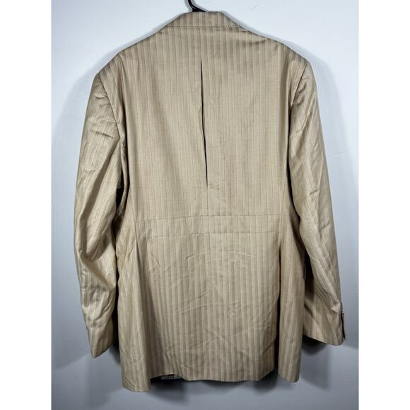 Valentino Ferrel Superior 150’s Beige Pinstripe Suit Jacket 48L / Pants 43L - Picture 8 of 12